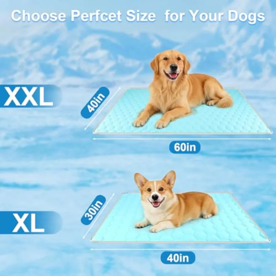 Dog Cooling Mat Waterproof Reversible Blanket With Ice Silk Velvet Pad