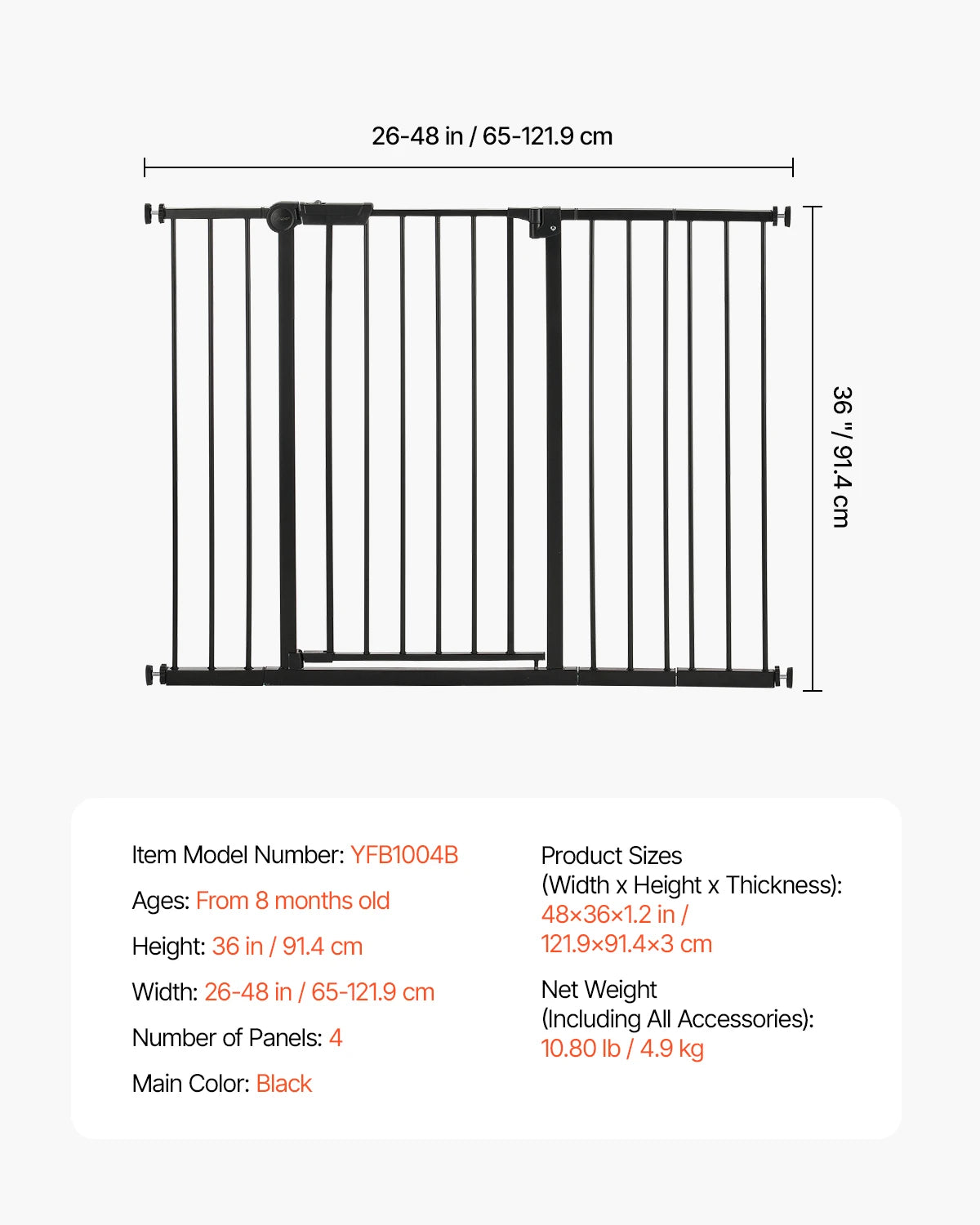 SucceBuy Baby Gate Doorways Walk Through Pressure Mount Security Gate