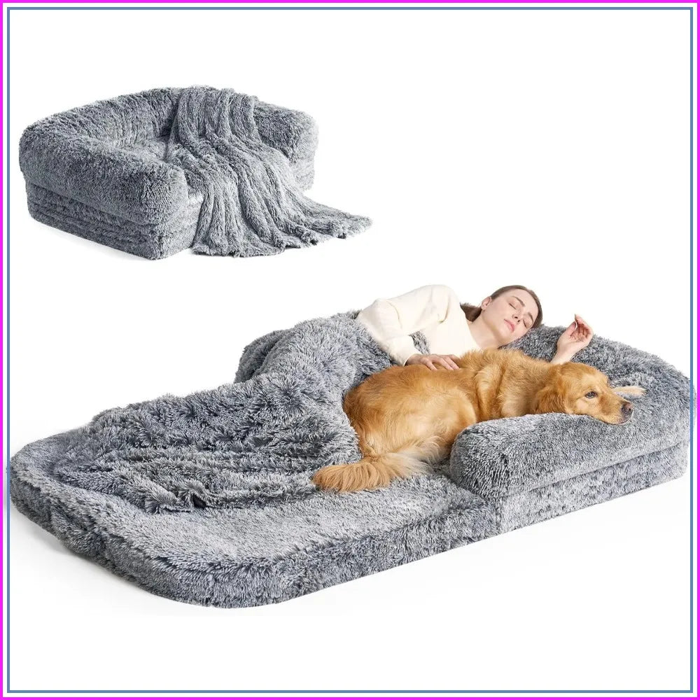 Foldable Human Dog Bed With Orthopedic Memory Foam Waterproof Non Slip