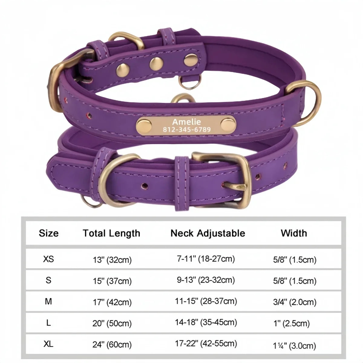 COOYOMOO Personalized Leather Dog Collar With Engraving And Padded Nameplate