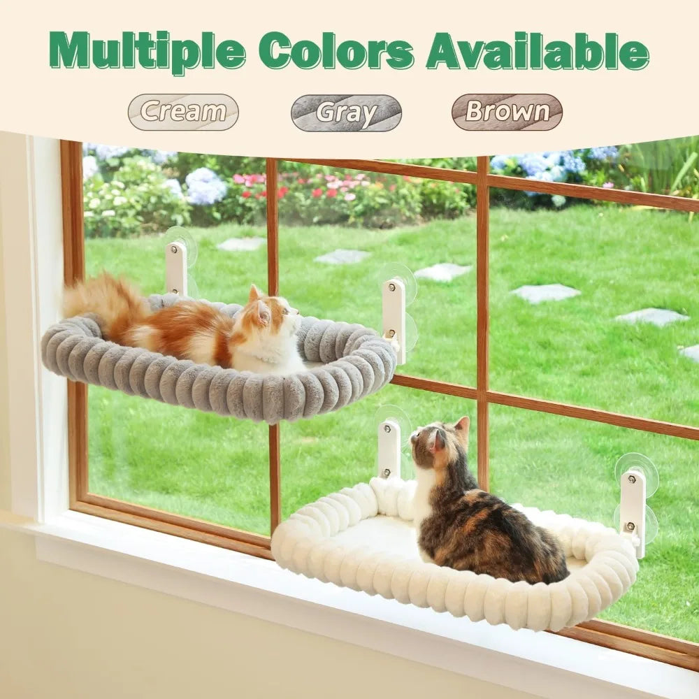 Foldable Cat Window Perch With Bolster And Metal Frame