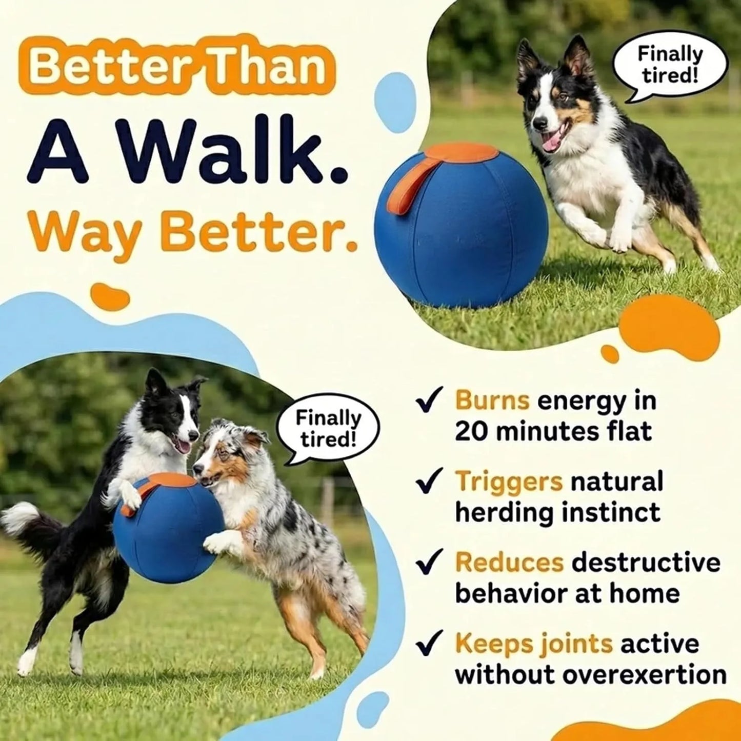 Tear-Resistant Herding Ball for Dogs Includes Protective Cover