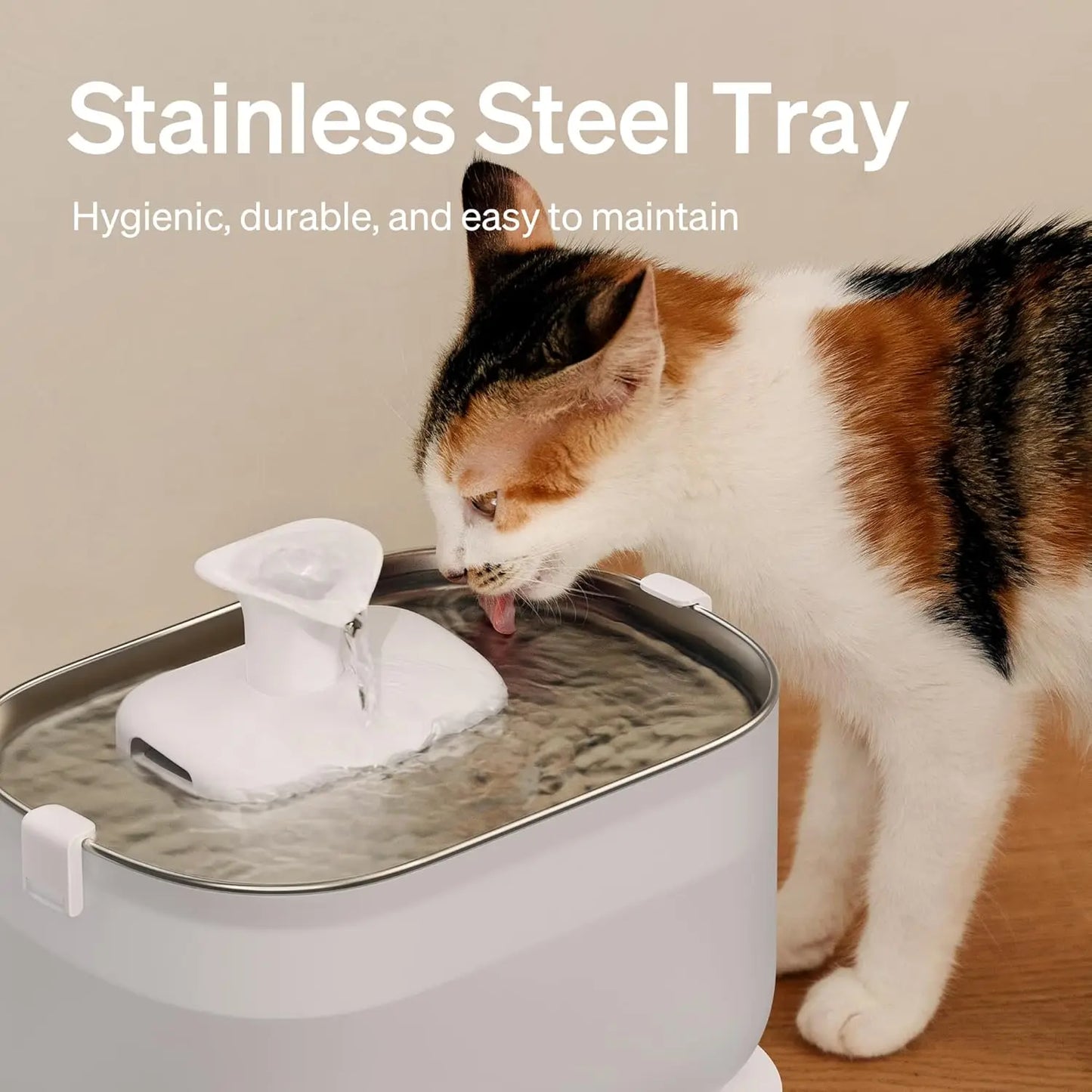 Stainless Steel Cat Fountain With Wireless Pump And Dual Flow