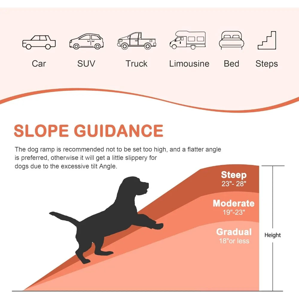 Folding Dog Ramp For Cars SUVs With Non Slip Rails