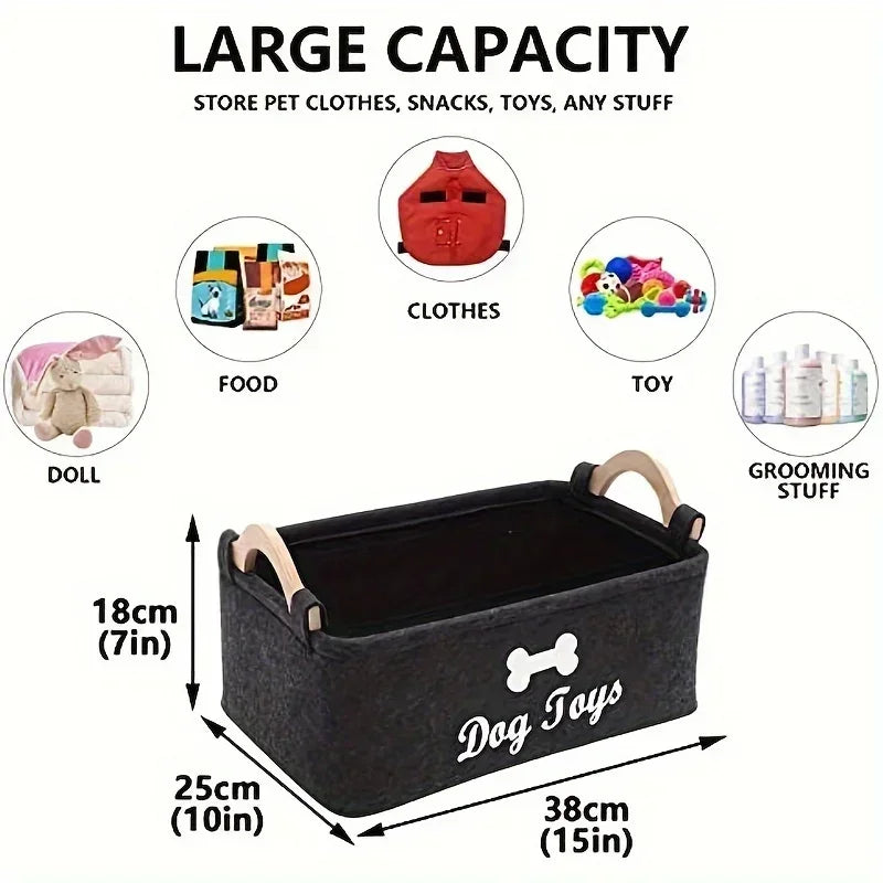 Fleece Dog Toy Box Storage Organizer Basket For Pets