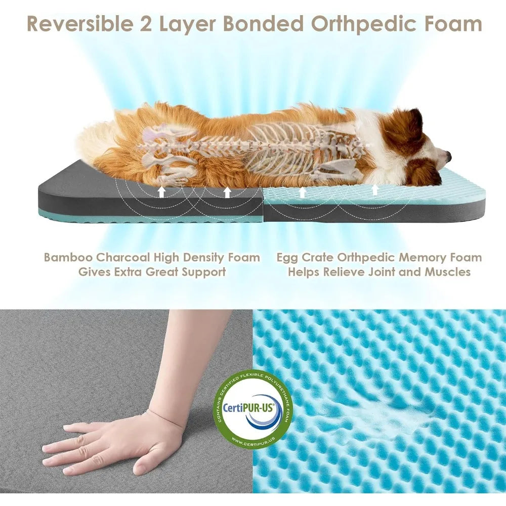 Foldable Human Dog Bed With Orthopedic Memory Foam Waterproof Non Slip