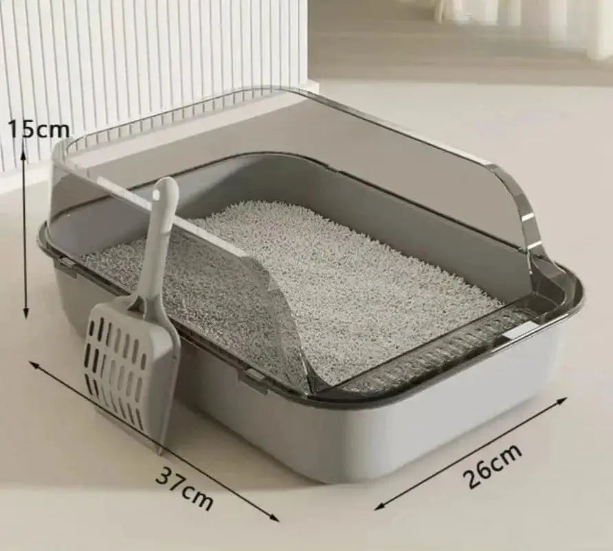 Semi Enclosed Cat Litter Box Splashproof Kitten Toilet Tray Indoor