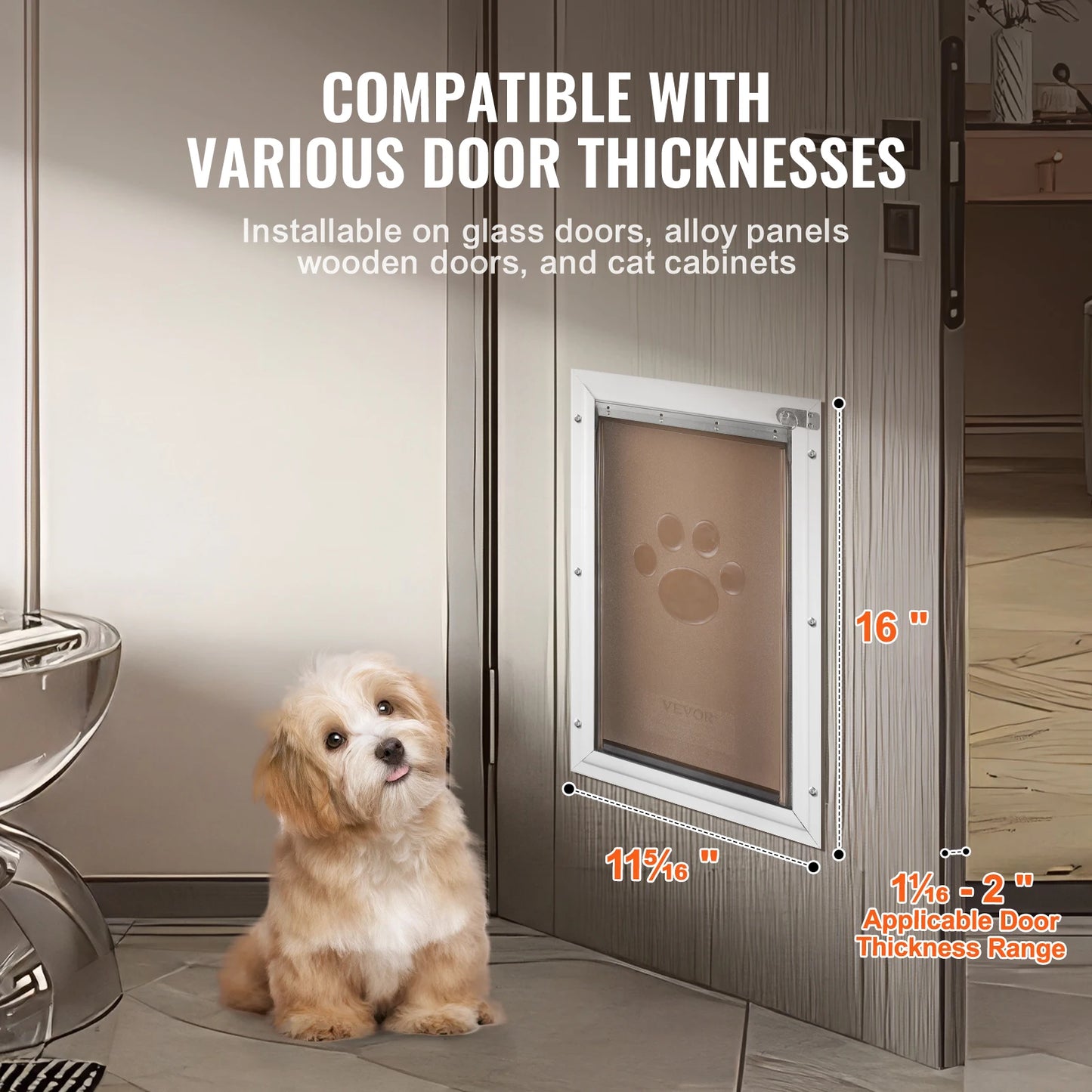 Pet Door Aluminum Frame With Lock And Flap System Weatherproof