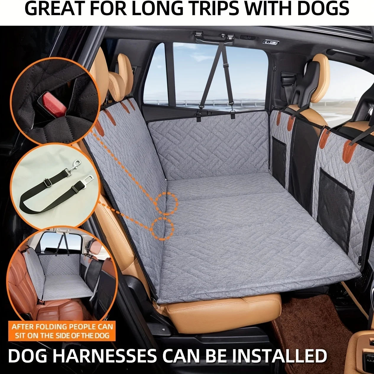 Dog Car Seat Cover Waterproof Hammock Back Seat Nonslip