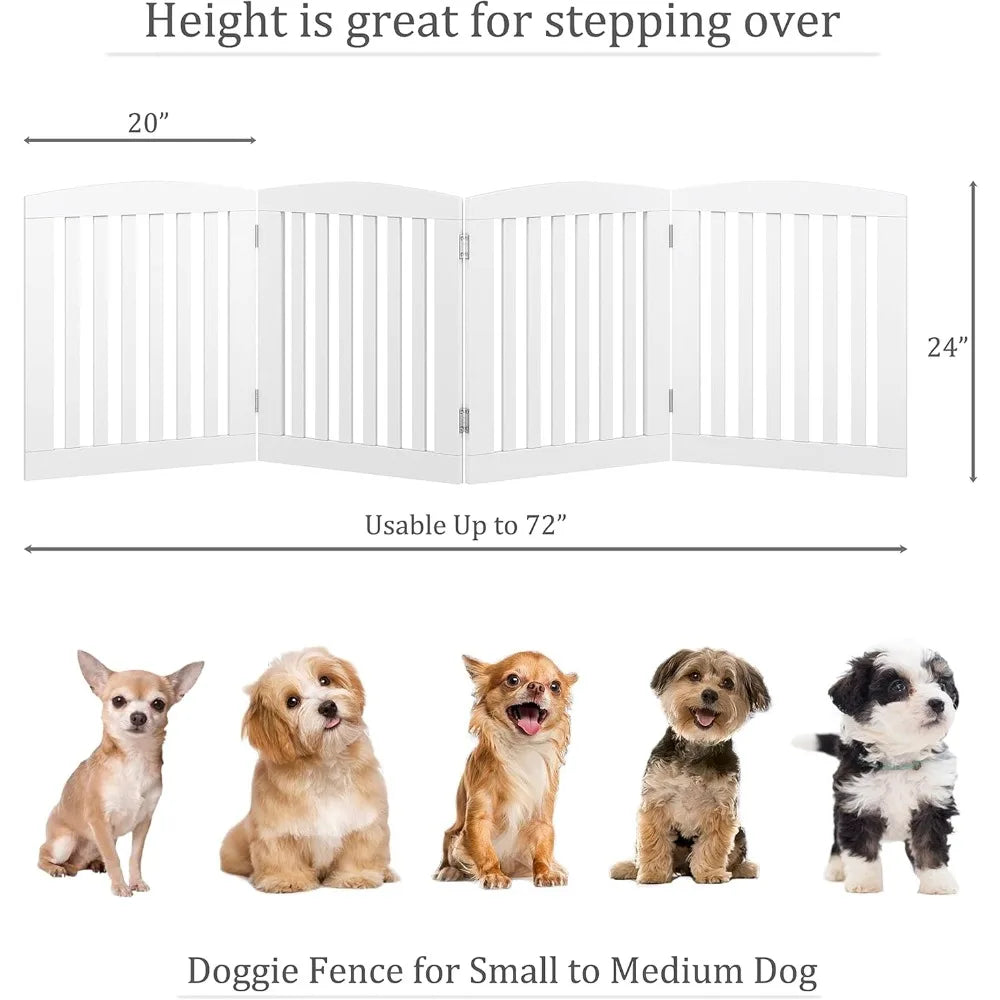 Freestanding Foldable Wooden Pet Gate For Dogs Indoor Use