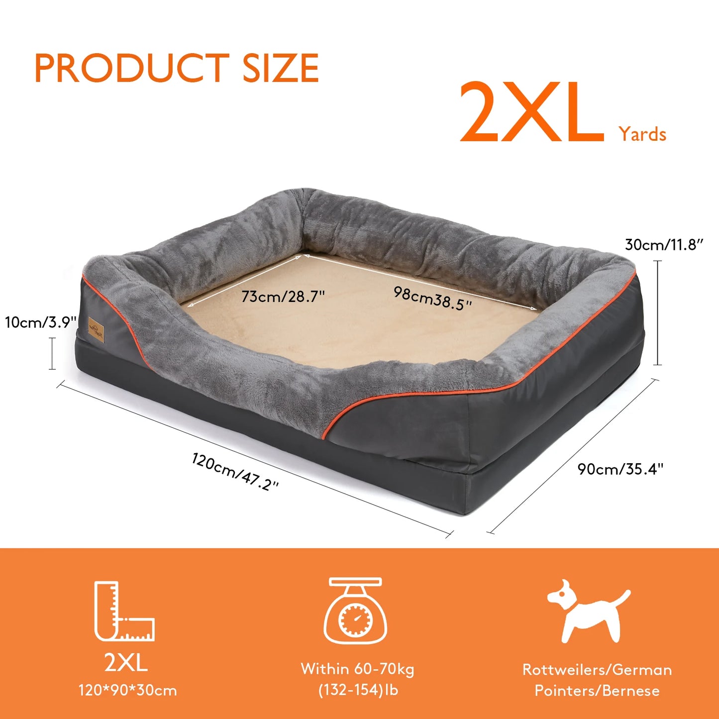 BINGOPAW Dog Bed With Anti Allergy Fleece Removable Cover Waterproof