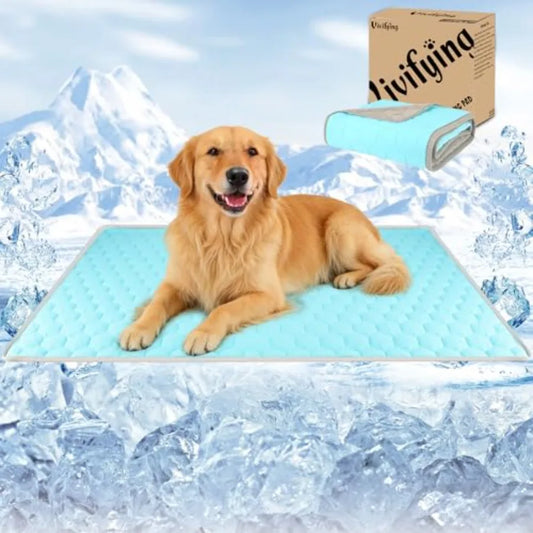 Dog Cooling Mat Waterproof Reversible Ice Silk Velvet Pad