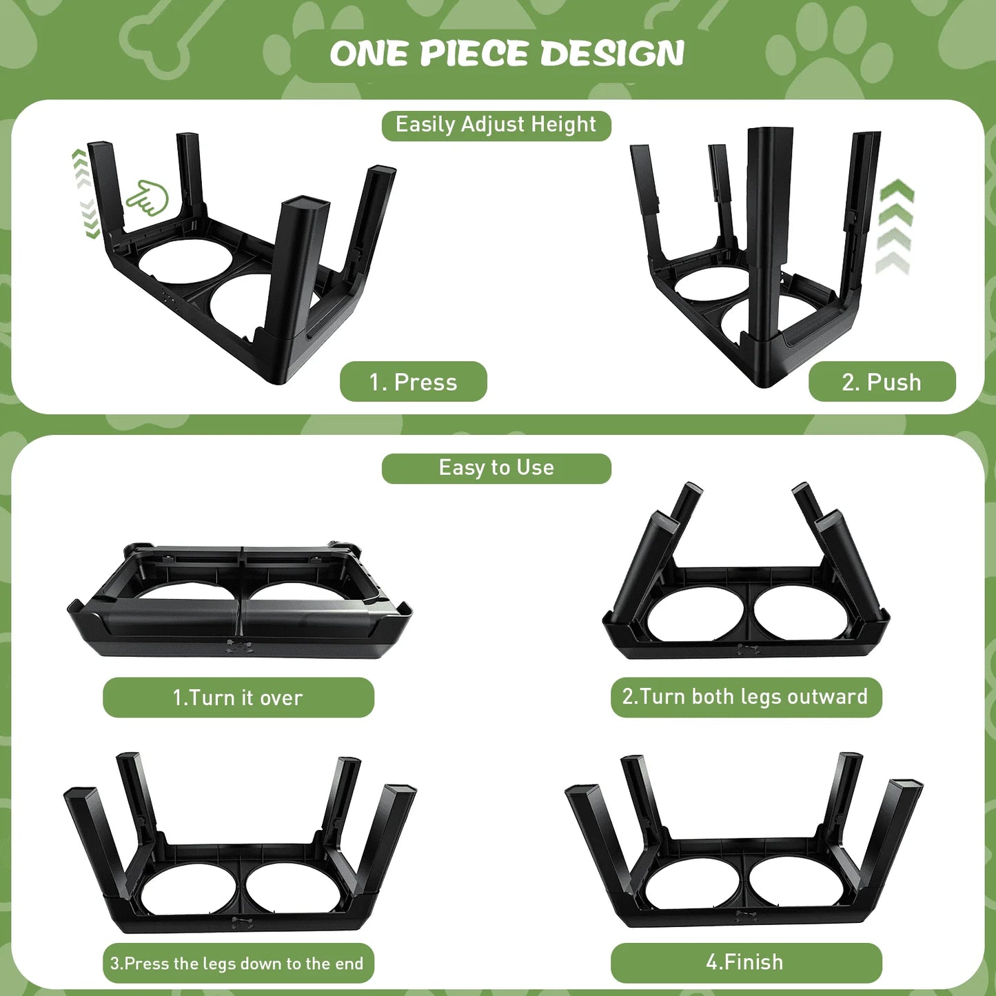 Elevated Dog Bowls With Adjustable Heights And Stainless Steel Bowls