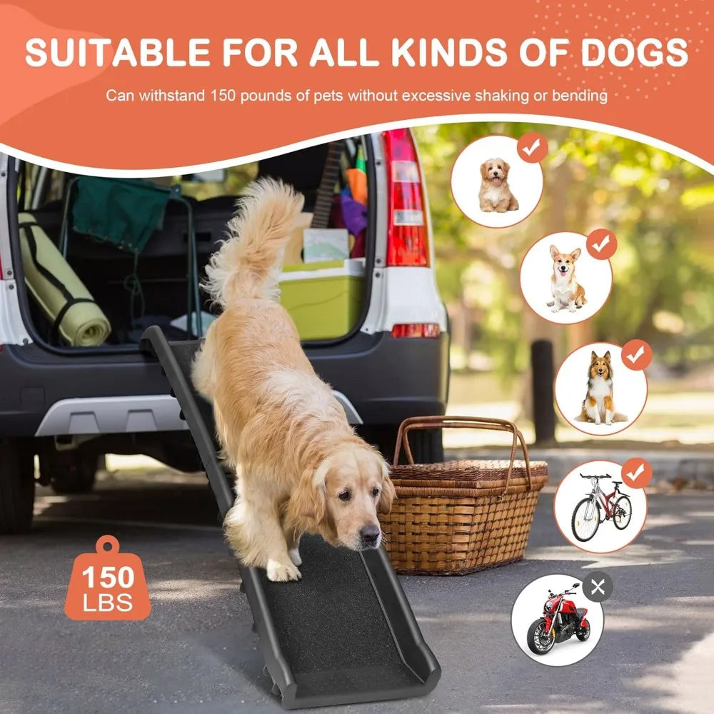 Folding Dog Ramp For Cars SUVs With Non Slip Rails