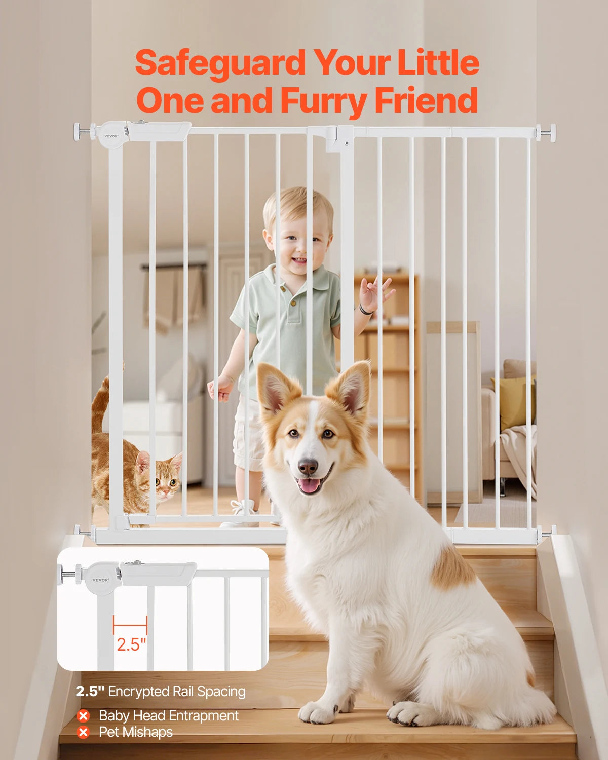 SucceBuy Baby Gate Doorways Walk Through Pressure Mount Security Gate
