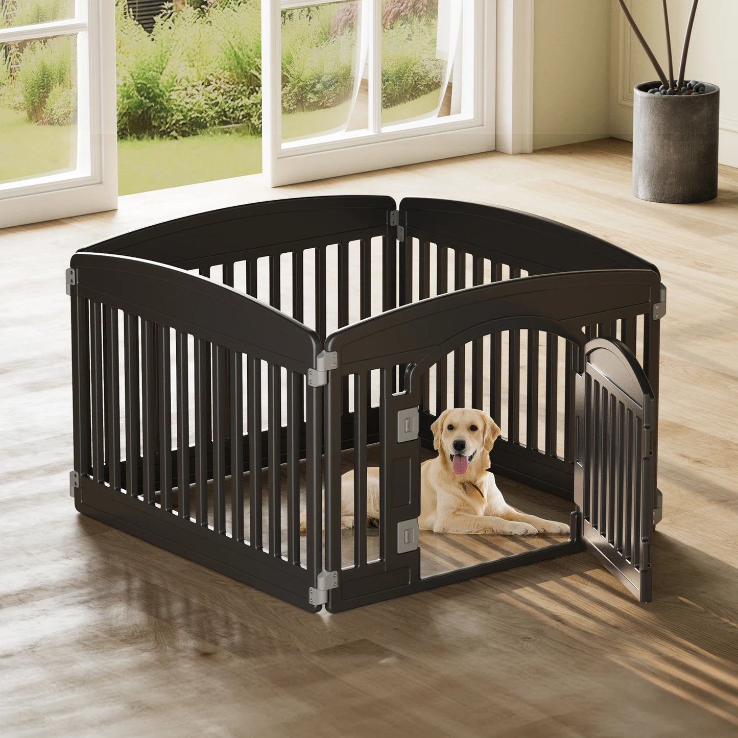 JHK Plastic Dog Playpen Expandable Indoor Outdoor Pet Fence