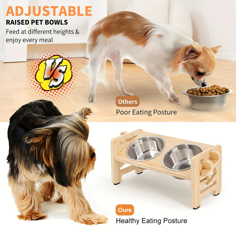 Elevated Dog And Cat Bowls With Adjustable Tilt Stand
