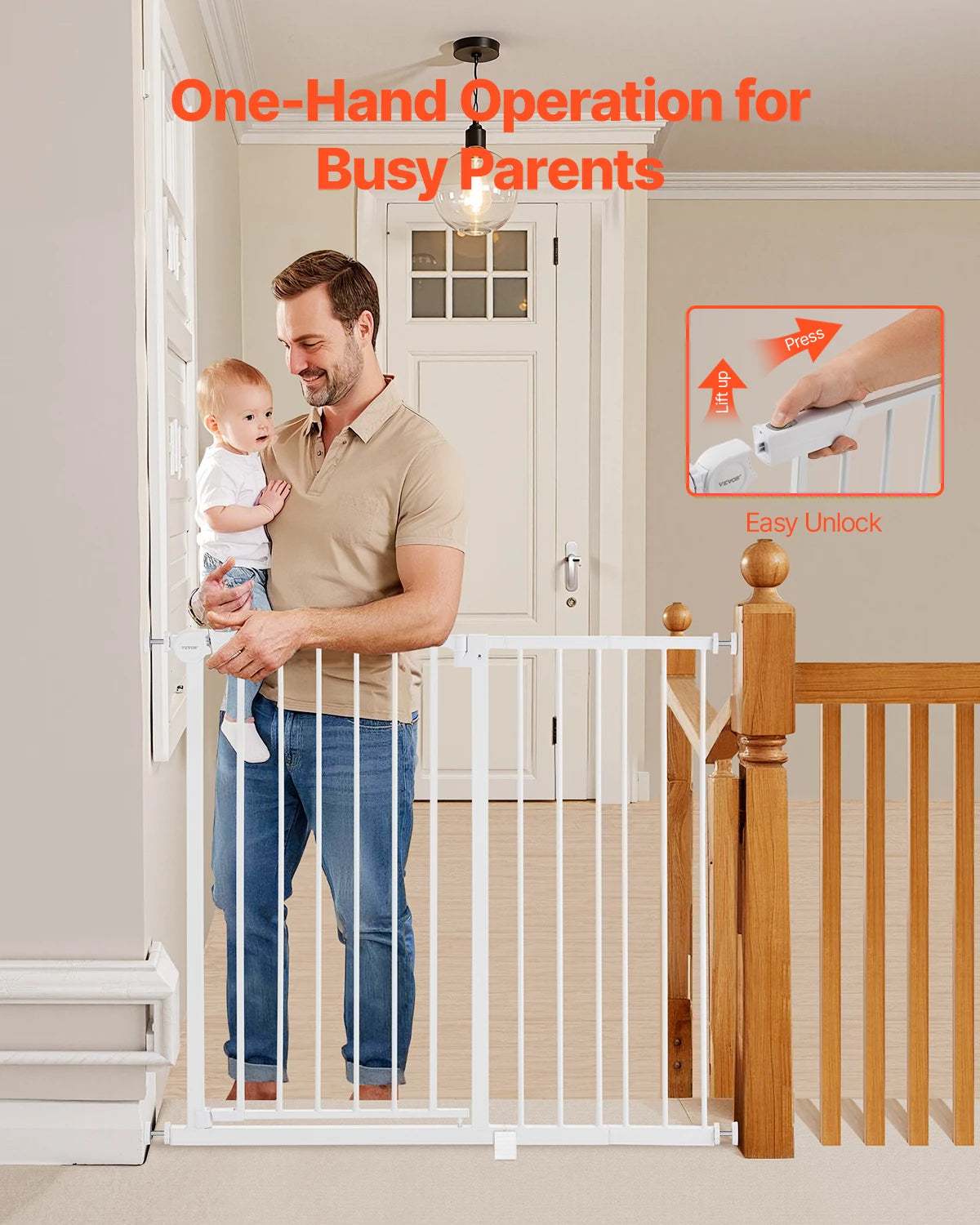 SucceBuy Baby Gate Pressure Mount Walk-Through For Easy Security