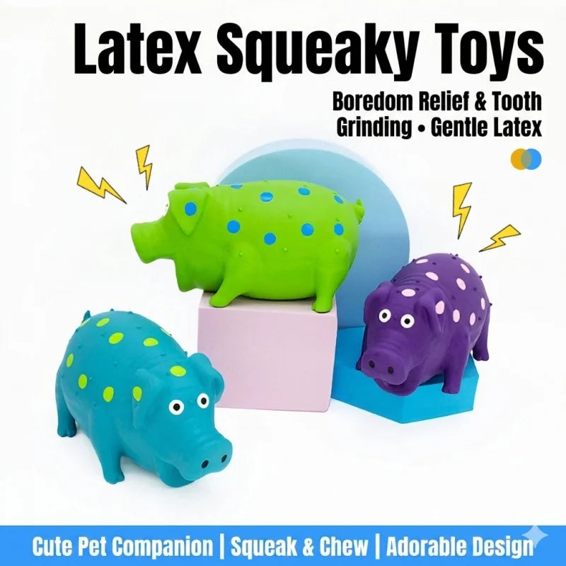 Squeaky Latex Pig Dog Toy Chew Toy For Teeth Cleaning