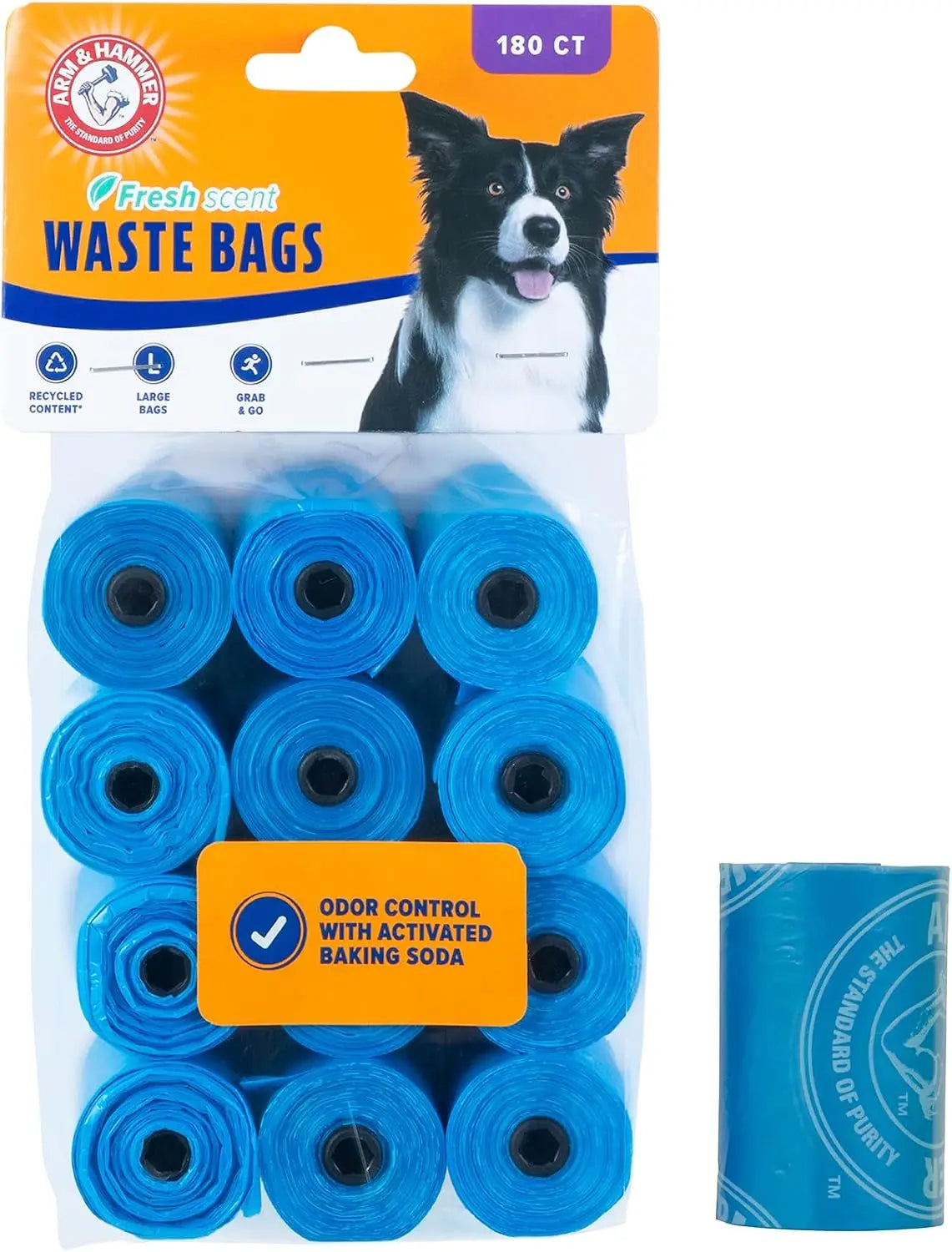 Dog Waste Bags With Baking Soda Odor Control Extra Thick 180 Count
