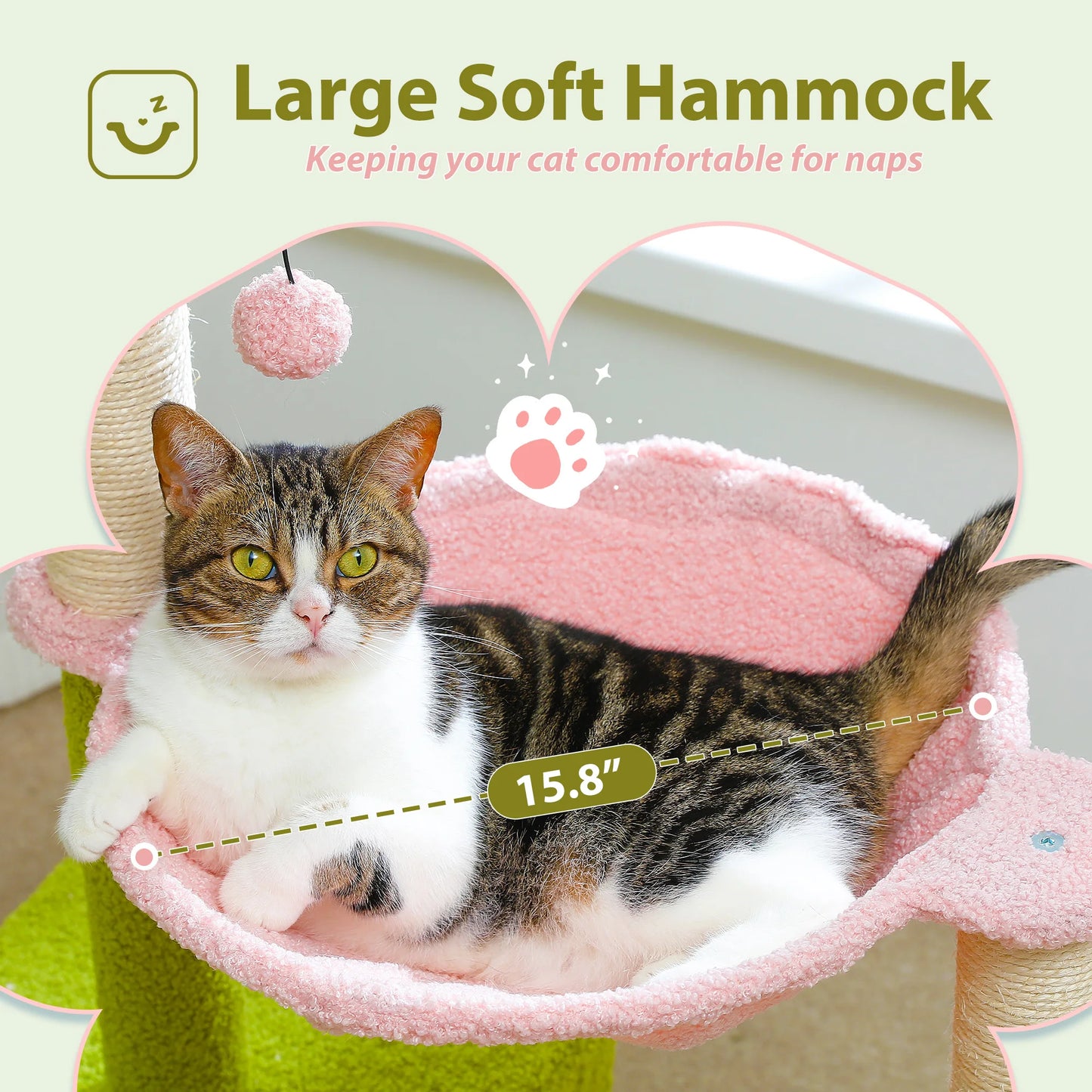 PETEPELA Cat Tree With Metal Frame Hammock Sisal Scratching Posts