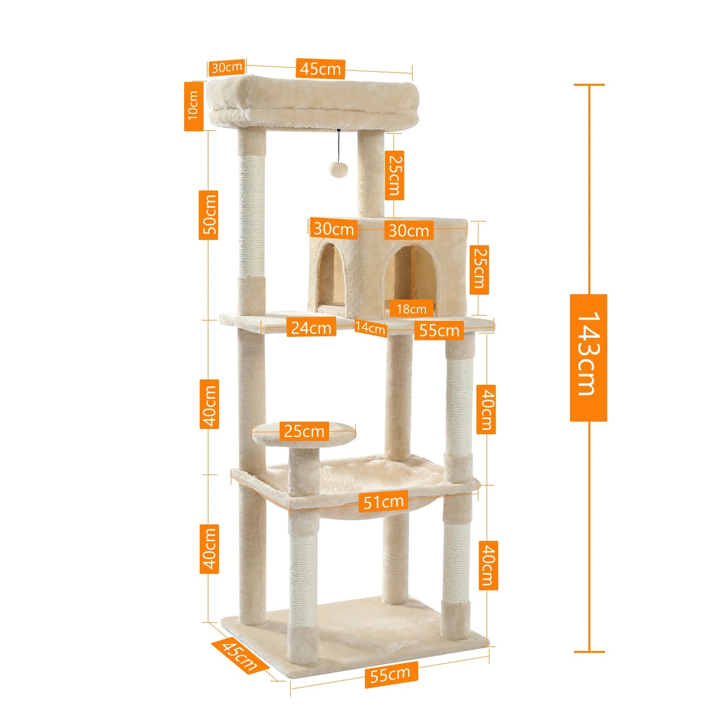 Pawz Road Cat Tree Indoor FiveLevel Tower With Scratching Posts