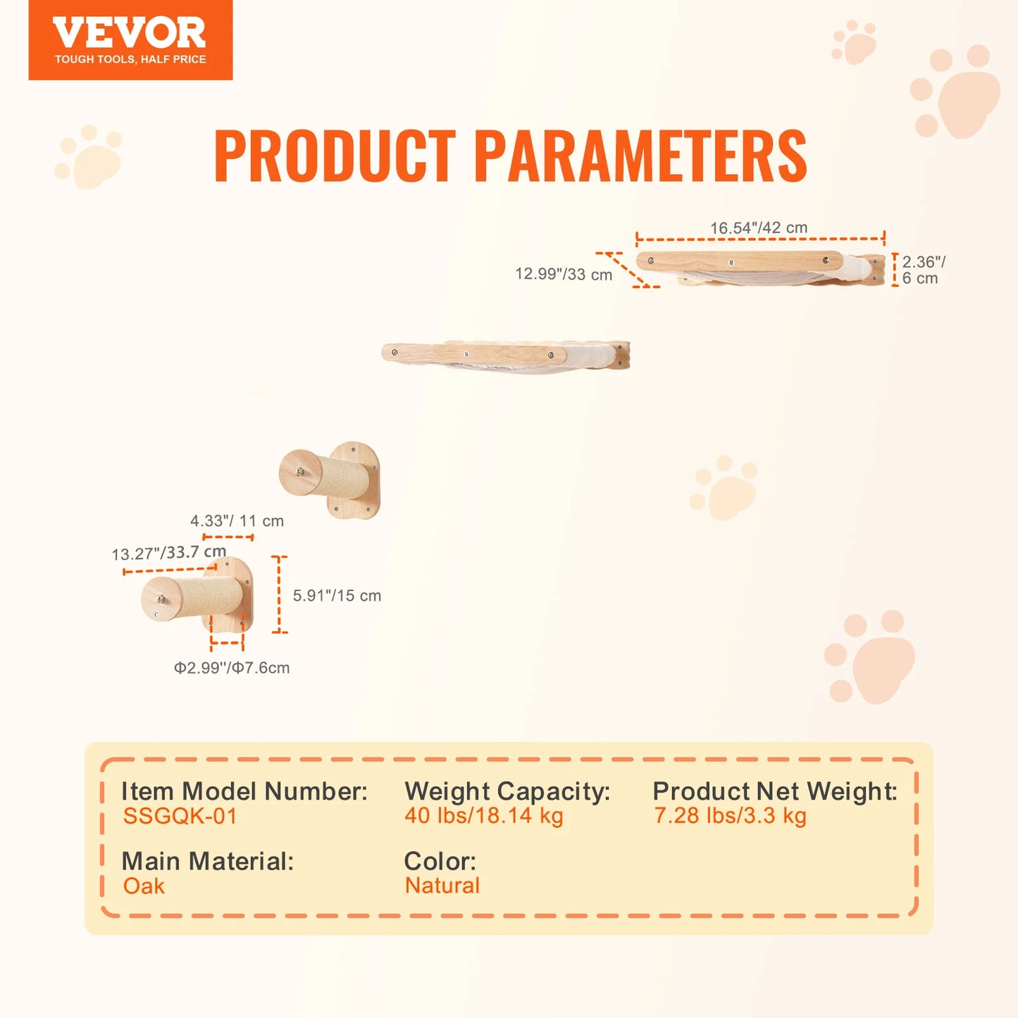 SucceBuy Wall Mounted Cat Shelves And Cat Tree Furniture