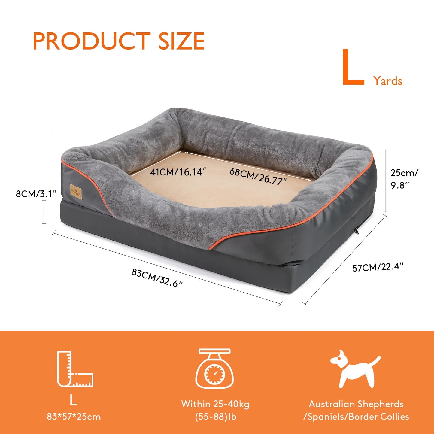 BINGOPAW Dog Bed With Anti Allergy Fleece Removable Cover Waterproof